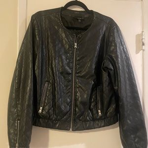 Apt 9 Quilted Black Faux Leather Jacket Woman’s Large